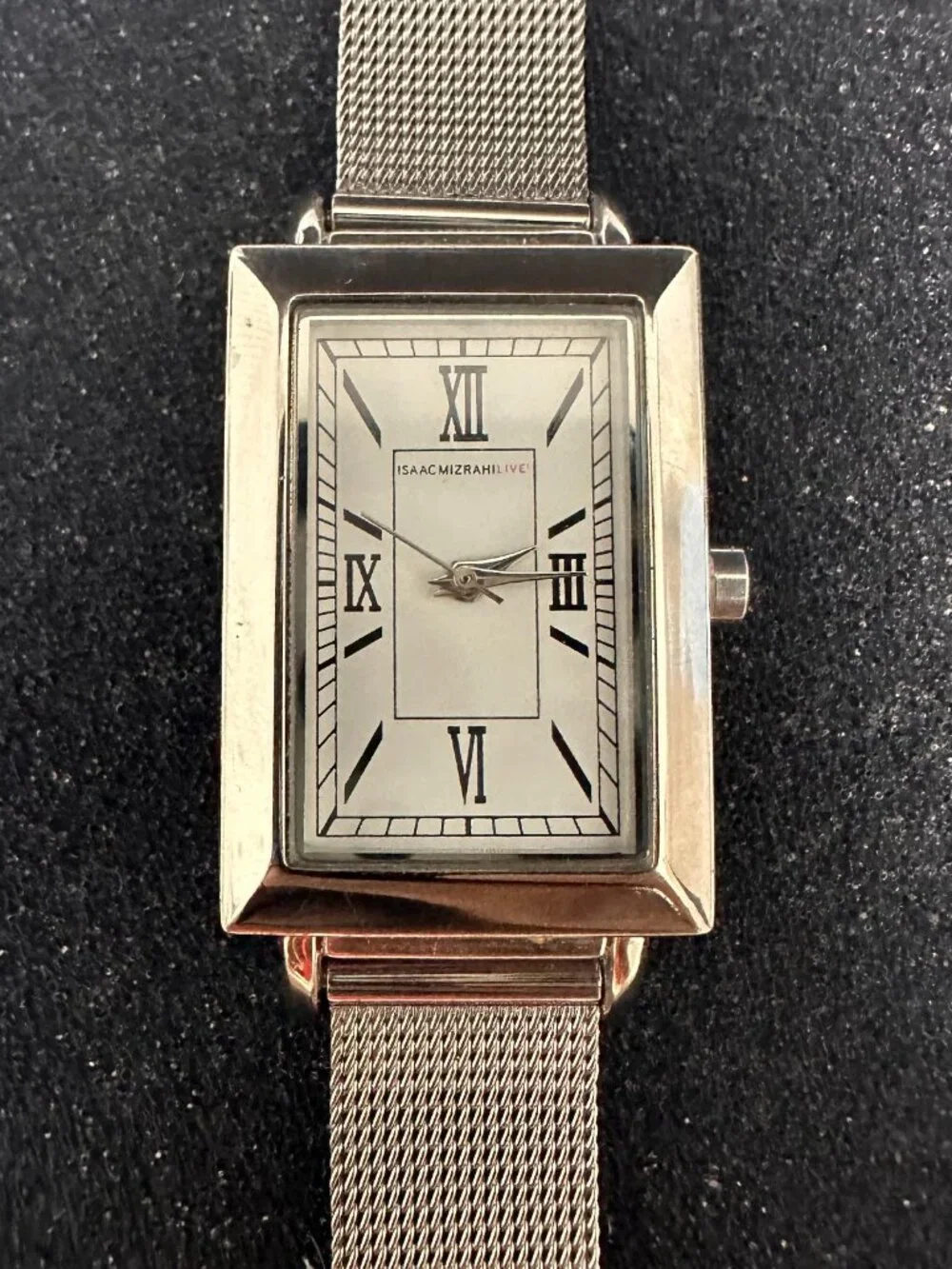 Isaac Mizarhi Live Watch Women Silver Tone Rectangle Dial Mesh Band New Battery
